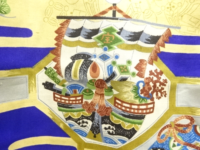JAPANESE KIMONO / ANTIQUE BOYS KIMONO / TREASURE SHIP / PINE PATTERN